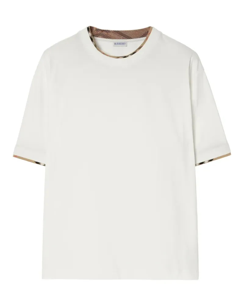 Burberry Check trim cotton T-shirt - Weiß Weiß