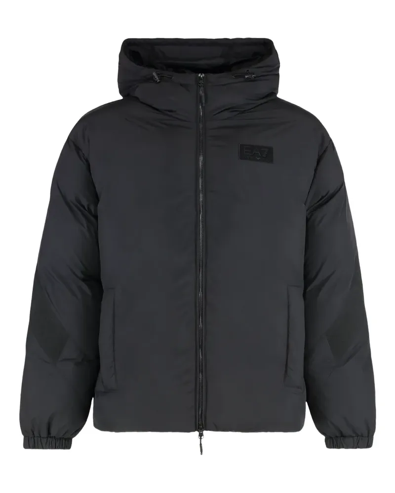EA7 Gefütterte Kapuzenjacke - Schwarz Schwarz