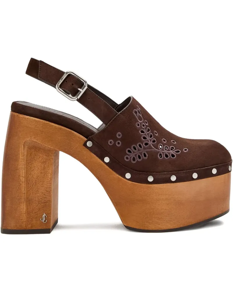 Jimmy Choo Plateau-Clogs mit Alida-Stickerei 135mm - Braun Braun