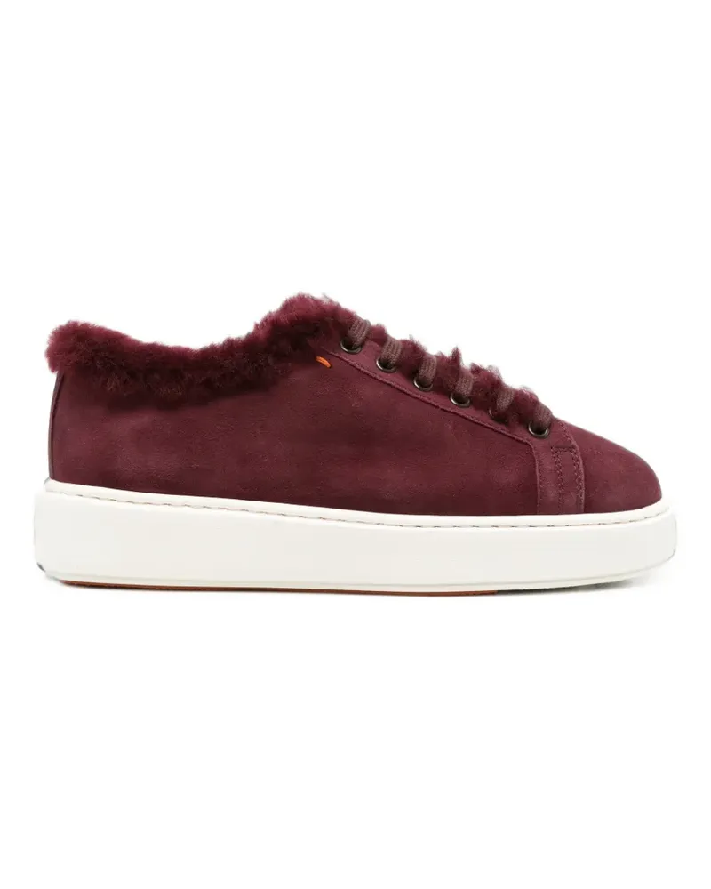 Santoni Clean Icon fur-trim sneakers - Rot Rot