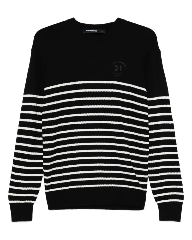Karl Lagerfeld Gestreifter Pullover - Schwarz Schwarz
