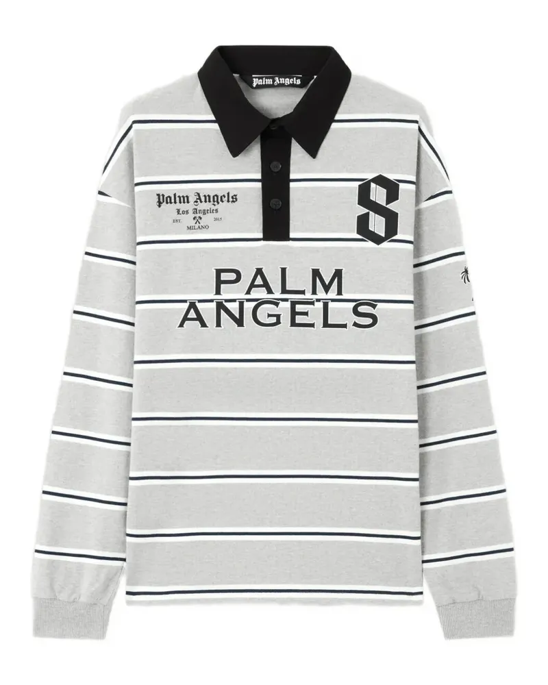 Palm Angels Gestreiftes Palm Sport Poloshirt - Grau Grau