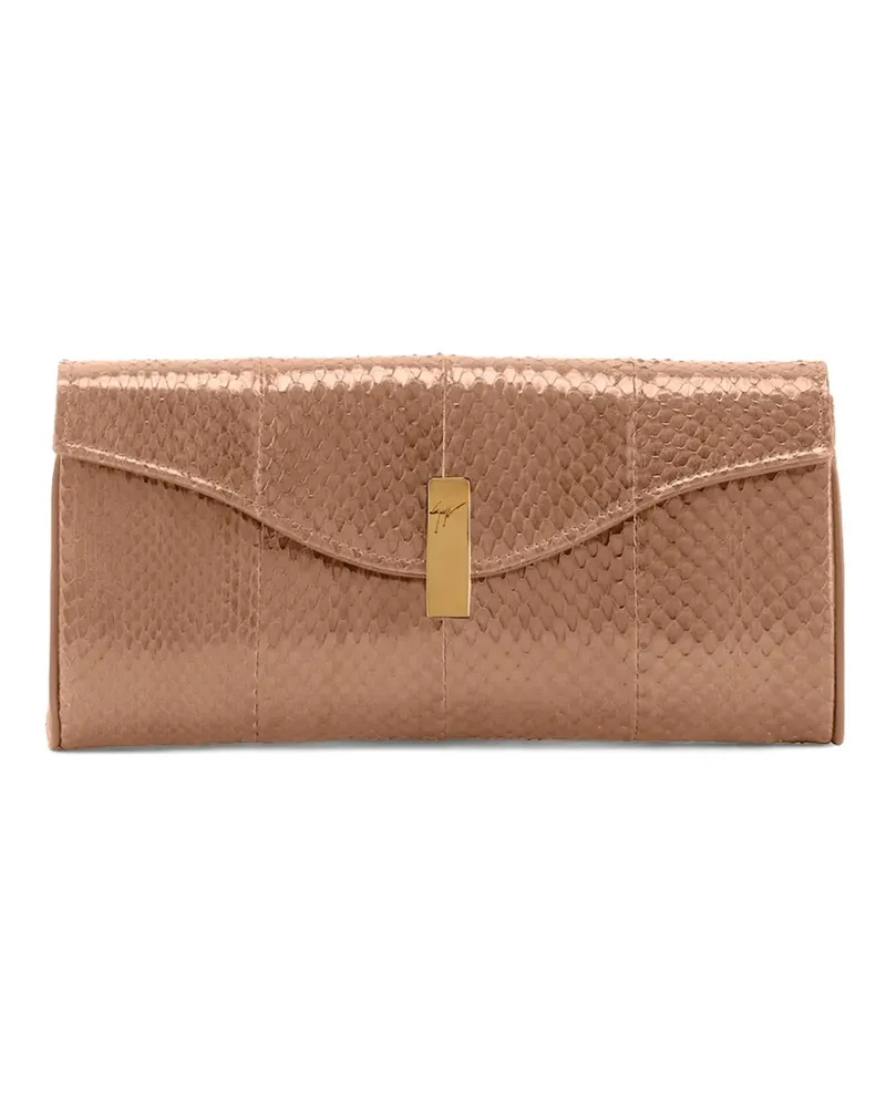 Giuseppe Zanotti Flutie Clutch aus Schlangenleder - Nude Nude