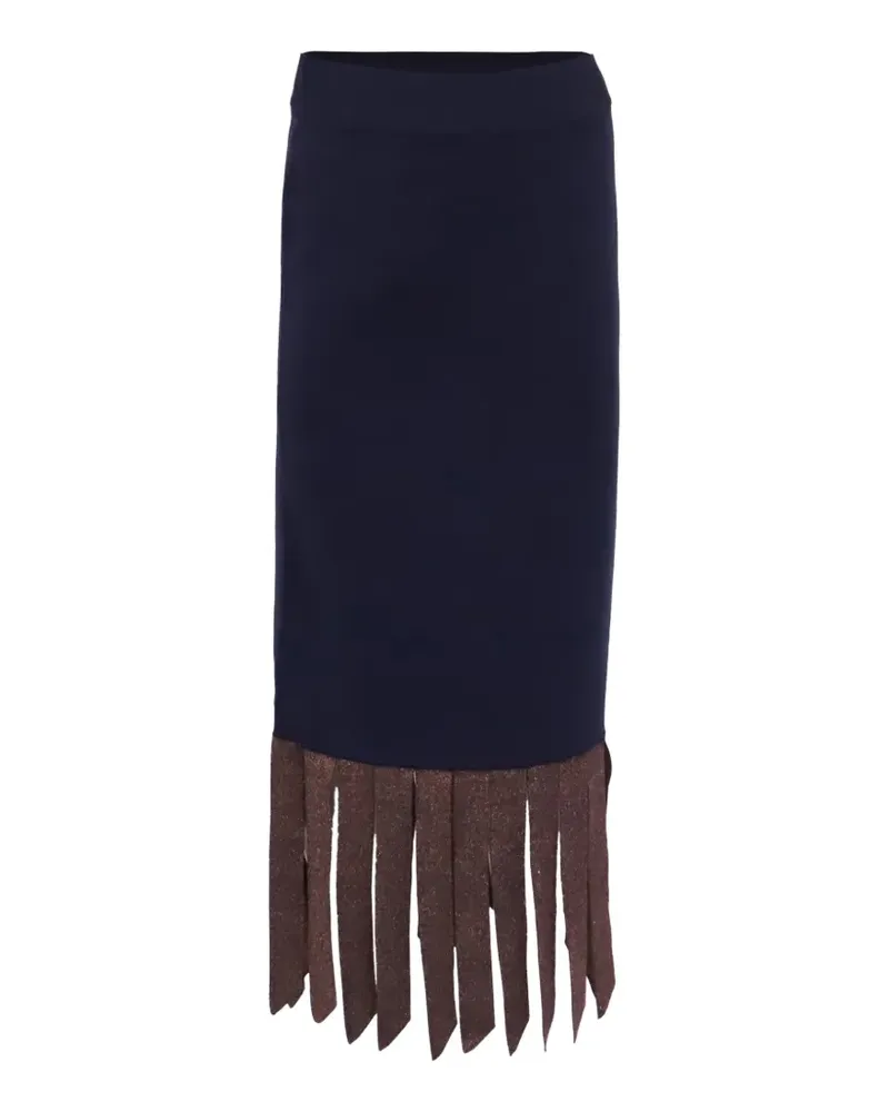 STAUD Midirock mit Fransen - Blau Blau