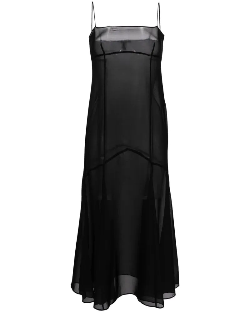 Kiki De Montparnasse Mittellanges Chiffonkleid - Schwarz Schwarz
