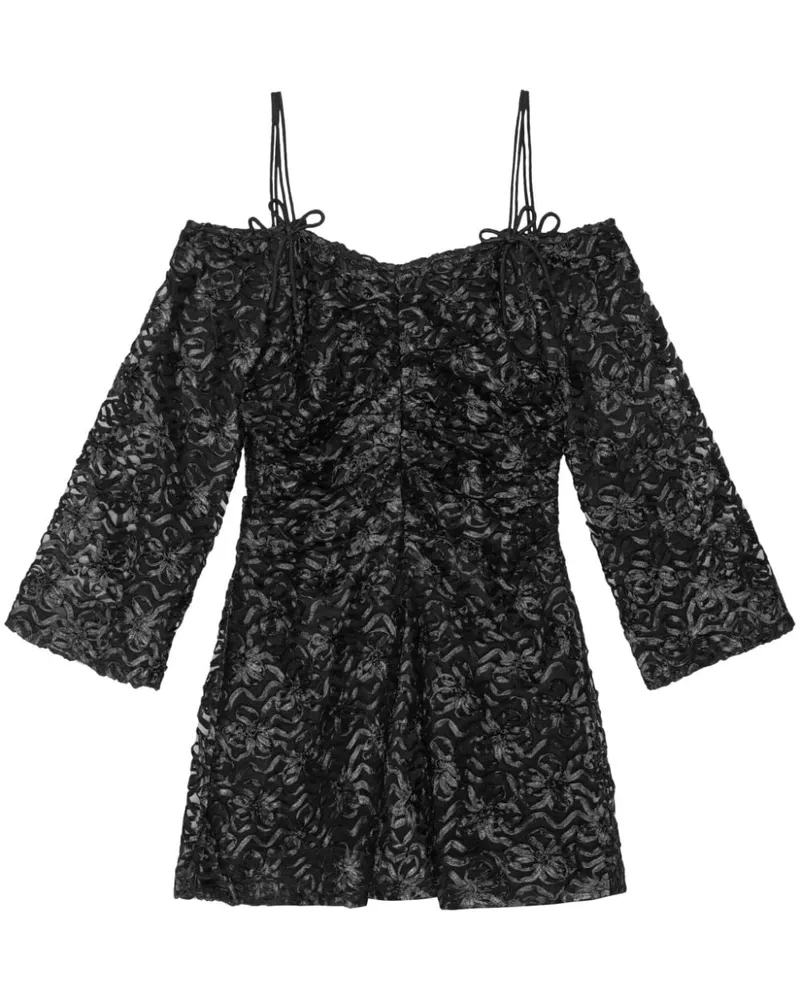 Ganni Schulterfreies Minikleid - Schwarz Schwarz