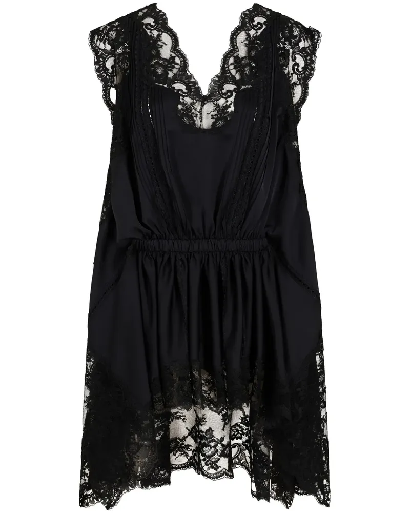 Paco Rabanne Satinkleid mit Spitze - Schwarz Schwarz