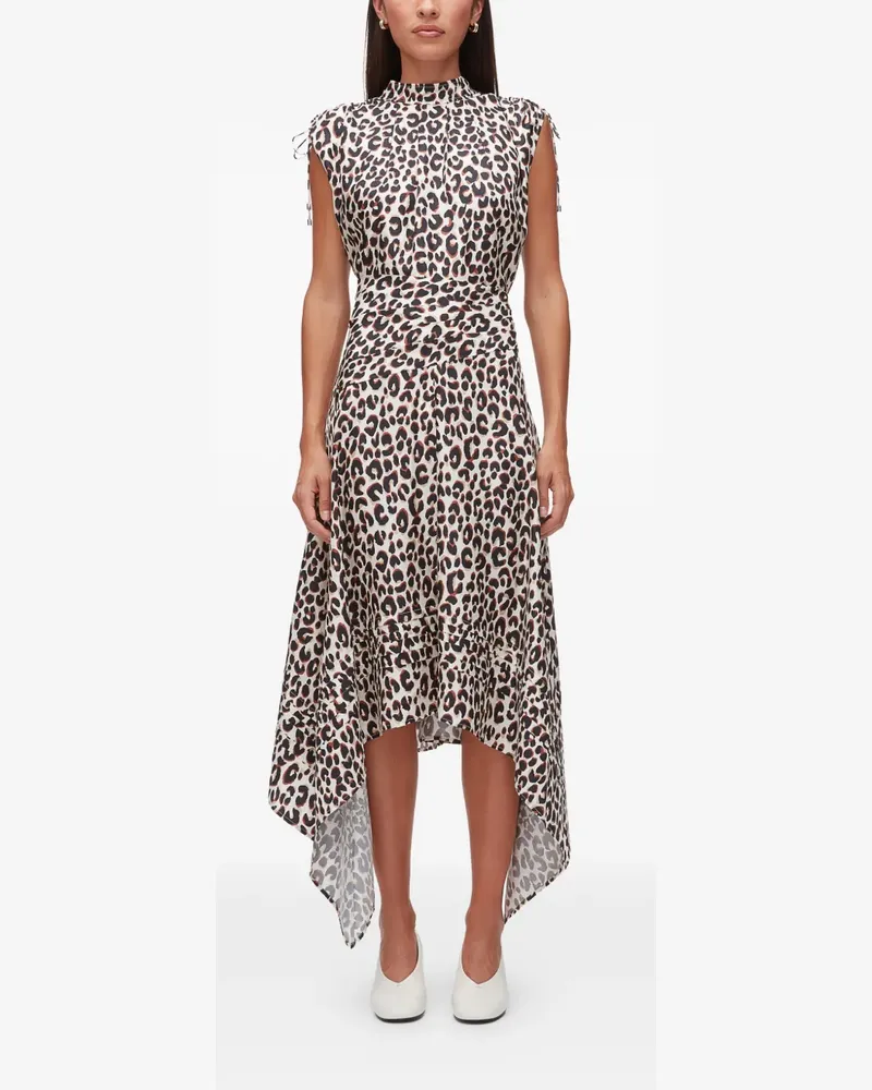 3.1 phillip lim leopard-print ruched silk dress - Nude Nude