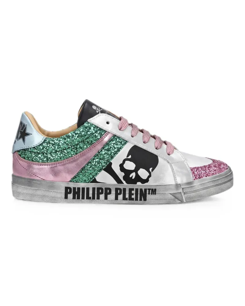 Philipp Plein nappa-leather lo-top sneakers glitter skull - Silber Silber