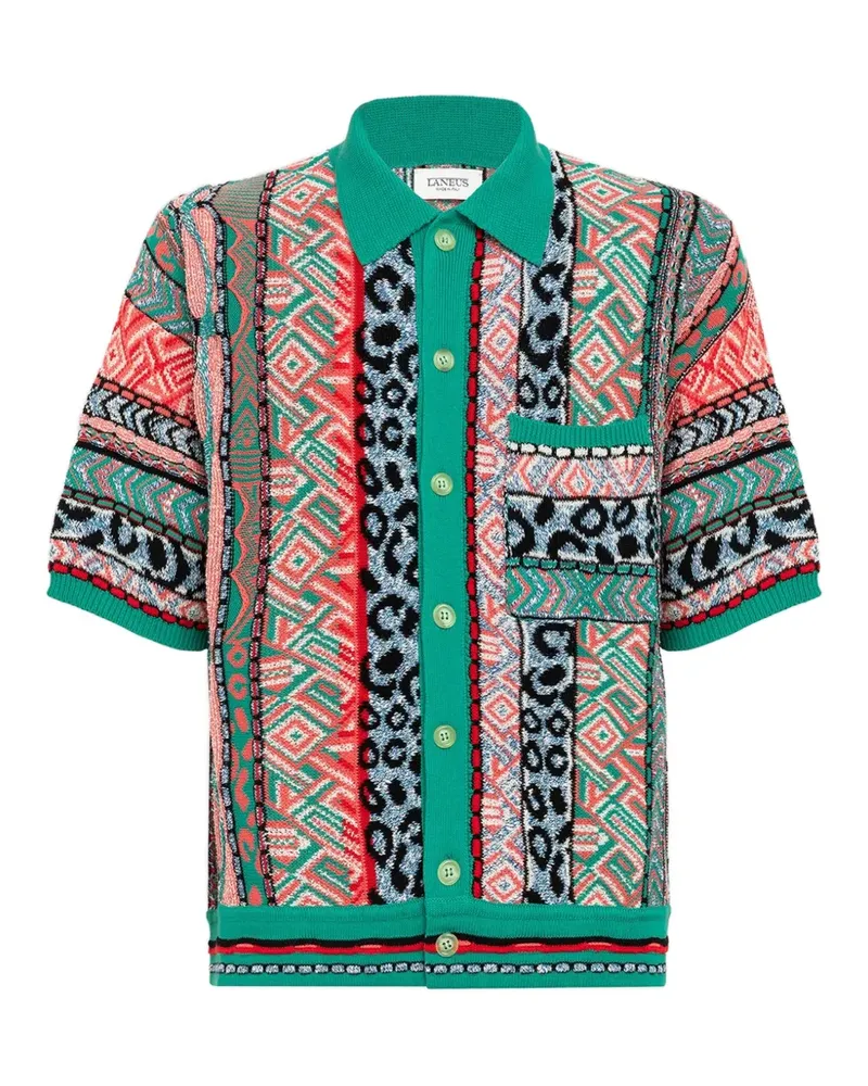 Laneus Poloshirt mit Strickmuster - Grün Grün