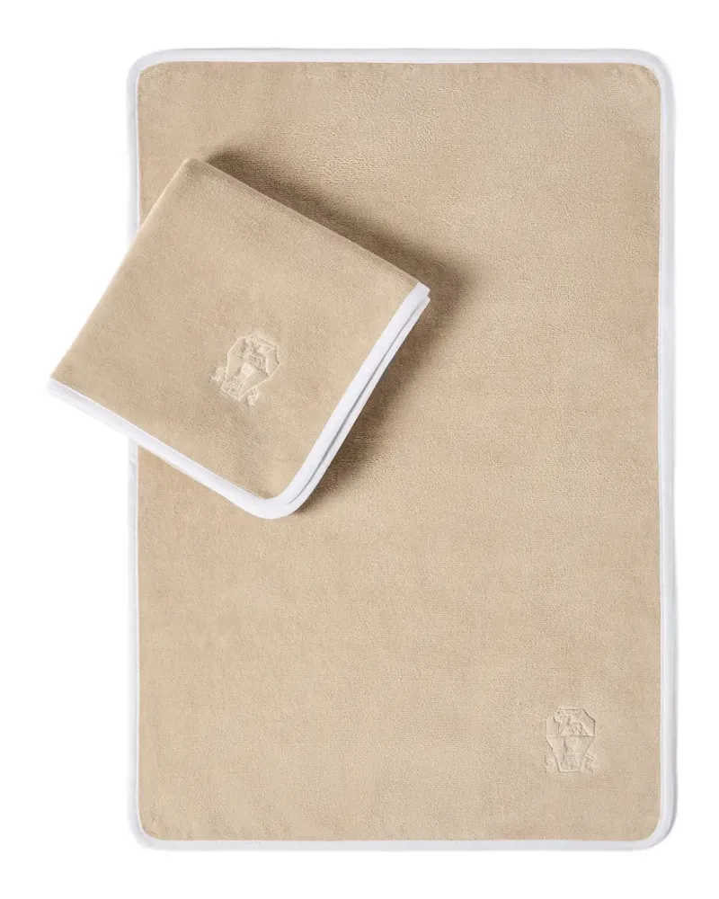 Brunello Cucinelli 2-piece cotton terrycloth towel set with embroidery - Nude Nude