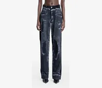 Beflockte Jeans - Schwarz