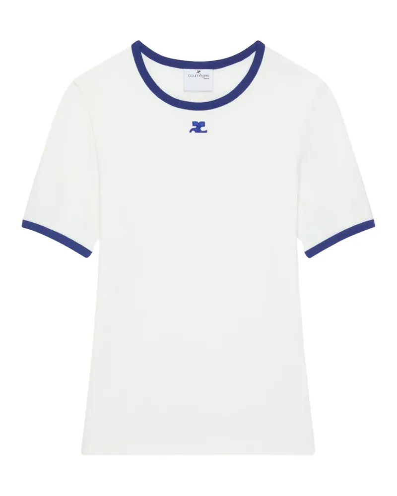 Courrèges T-Shirt mit Logo-Stickerei - Weiß Weiß