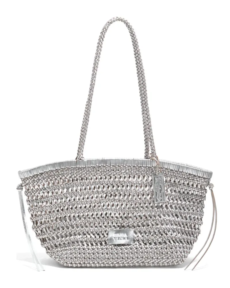 BIMBA Y LOLA Gewebter Tote Bag mit geflochtenem Henkel - Silber Silber