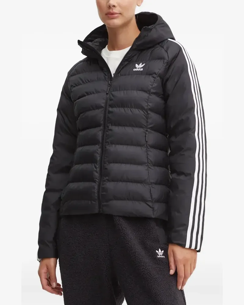 adidas Steppjacke mit drei Streifen - Schwarz Schwarz