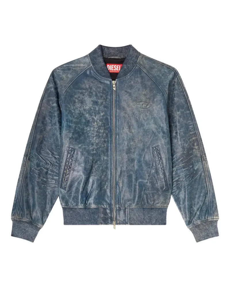 Diesel L-Cobb Bomberjacke aus Leder - Blau Blau