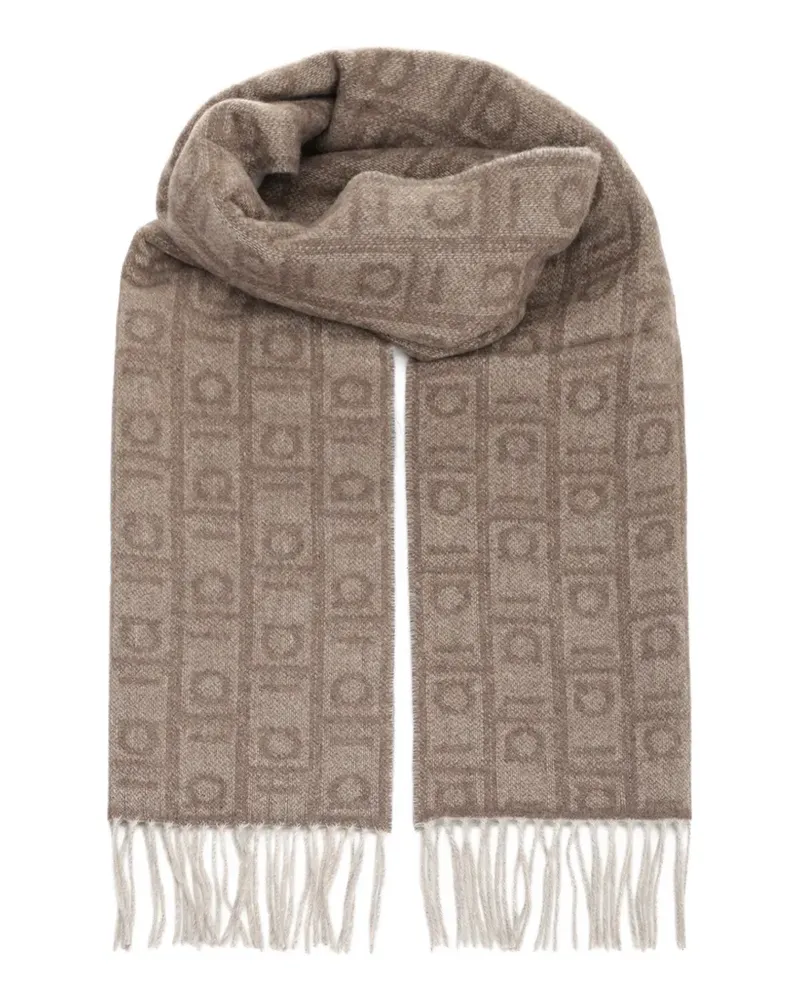 Ferragamo Schal mit Fransen und geometrischem Muster - Nude Nude
