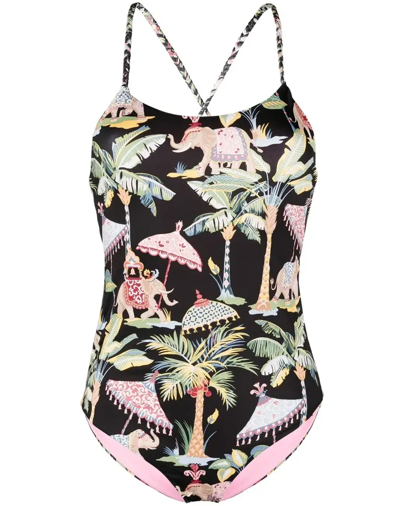 RED Valentino Badeanzug mit Print - Schwarz Schwarz