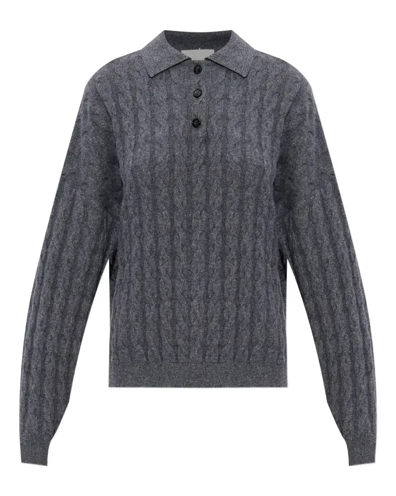 Lisa Yang Polokragen-Pullover mit Zopfmuster - Grau Grau