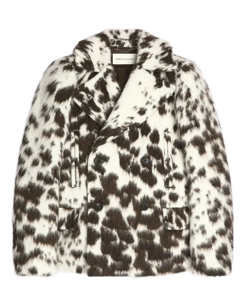 Dries van Noten Doppelreihige Jacke mit Kuhfell-Muster - Braun Braun