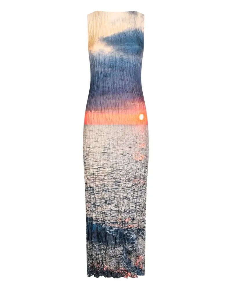 Roberto Cavalli Maxikleid mit fotografischem Print - Blau Blau