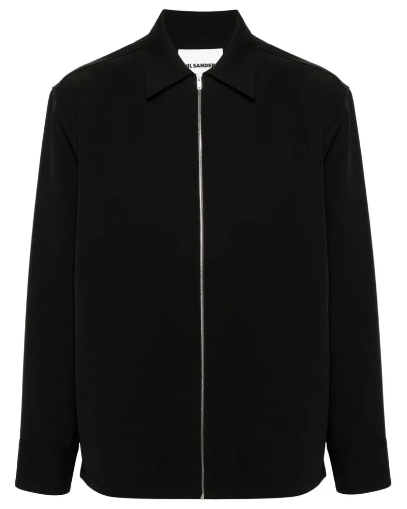 Jil Sander Hemdjacke aus Gabardine - Schwarz Schwarz