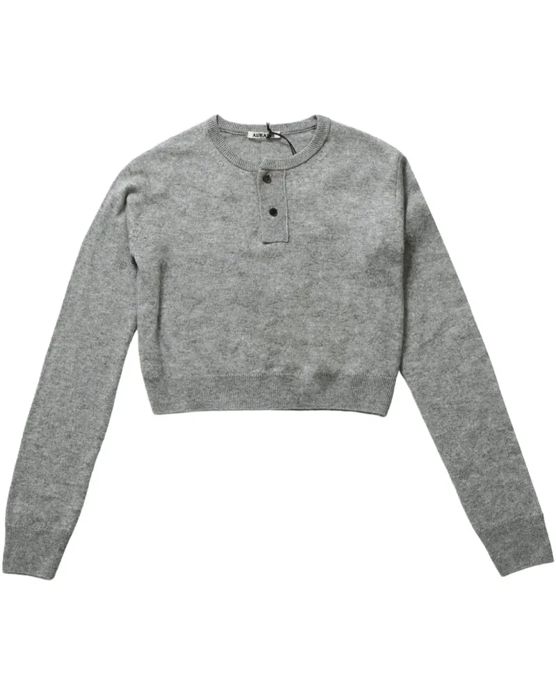 AURALEE fine-knit henley-neck sweater - Grau Grau