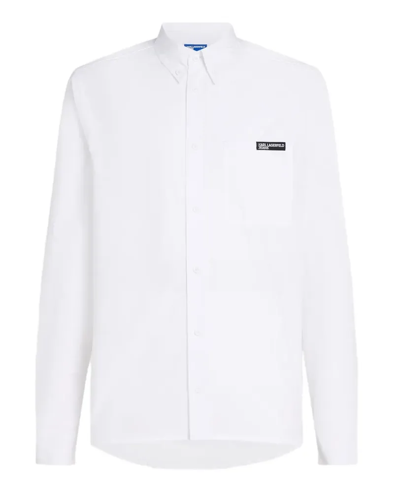 Karl Lagerfeld Popeline-Hemd mit Logo-Patch - Weiß Weiß