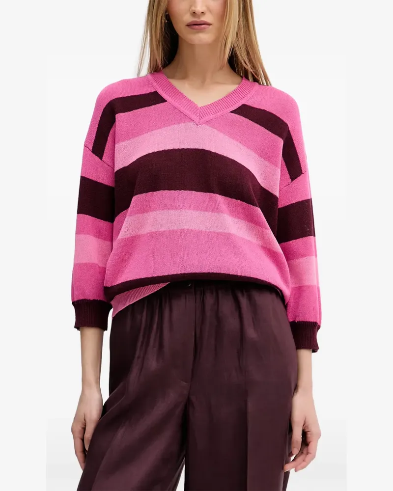 MARC AUREL striped V-neck sweater - Rosa Rosa