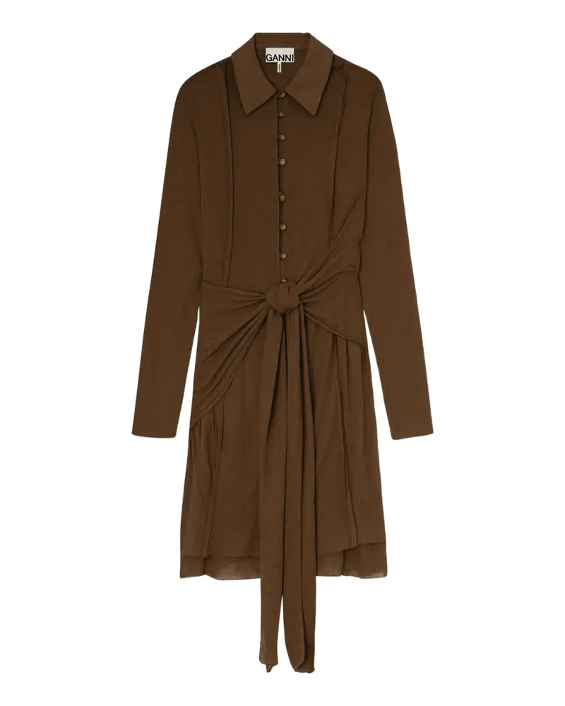 Ganni Midikleid mit Knotendetail - Braun Braun