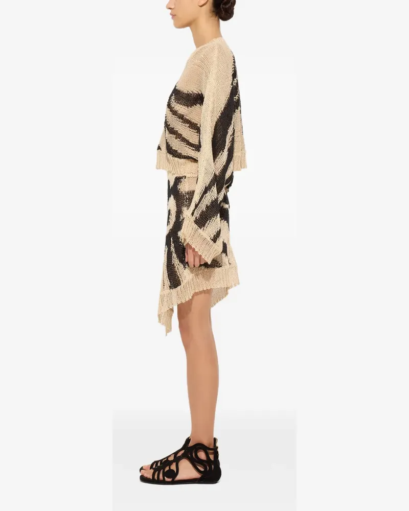Emilio Pucci Asymmetrischer Leinenrock mit Marmo-Print - Nude Nude