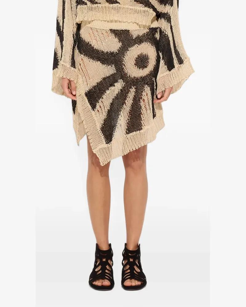 Emilio Pucci Marmo-print linen asymmetrical skirt - Nude Nude