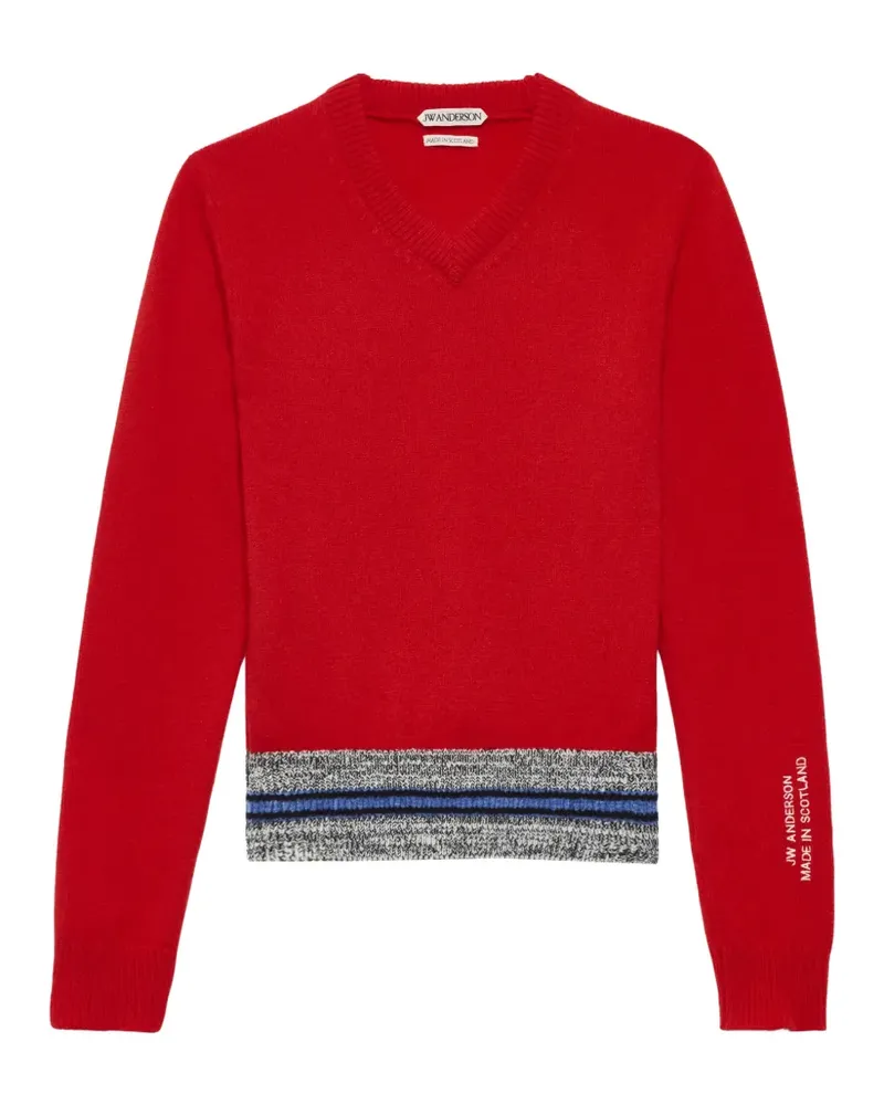 J.W.Anderson V-Ausschnitt-Pullover mit Streifen - Rot Rot