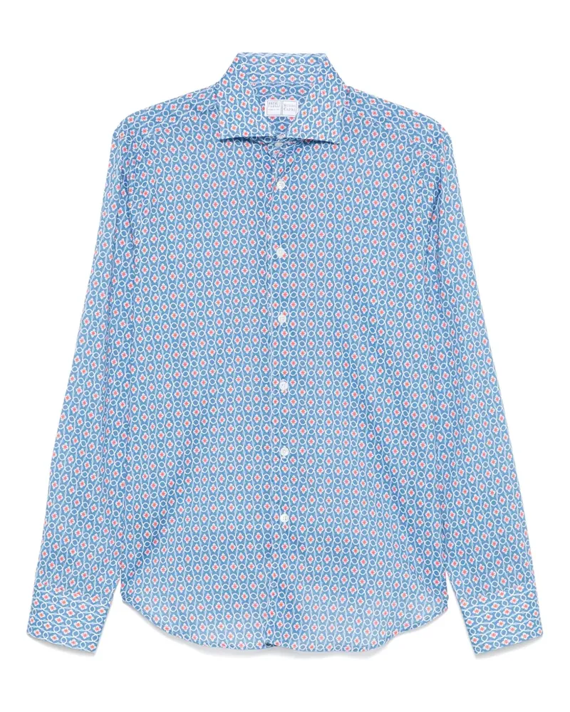 Fedeli Hemd mit Blumen-Print - Blau Blau