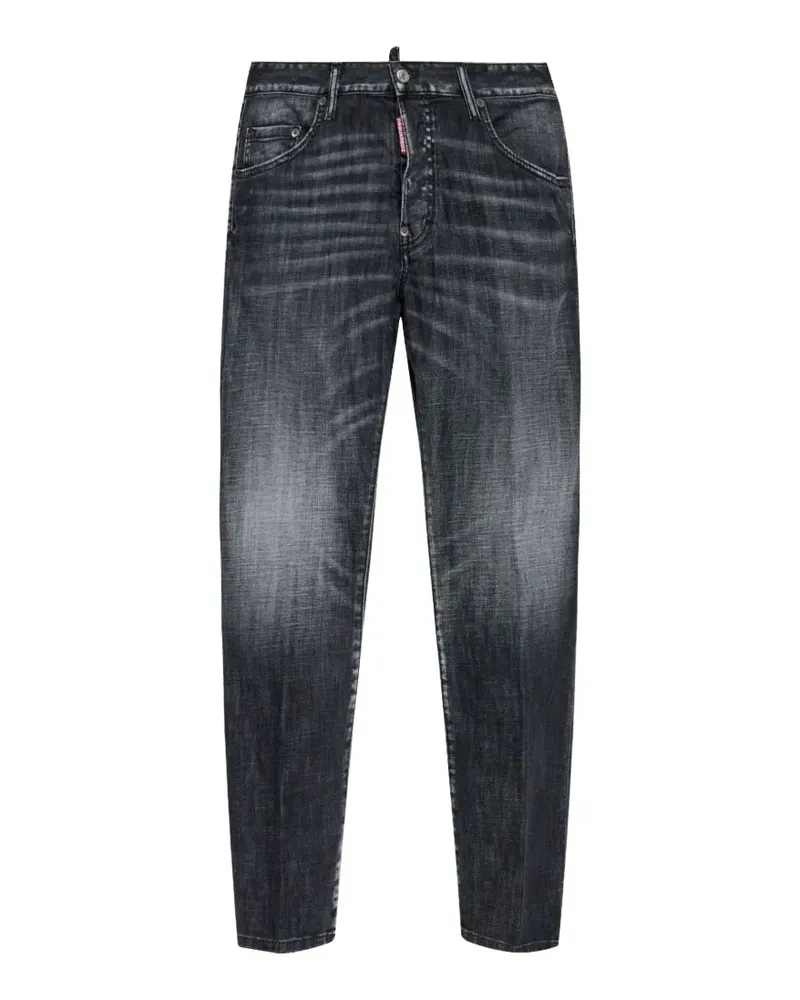 Dsquared2 logo-patch whiskered jeans - Schwarz Schwarz
