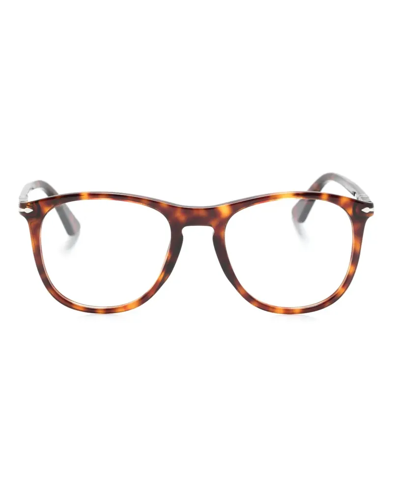 Persol Runde Brille in Schildpattoptik - Schwarz Schwarz