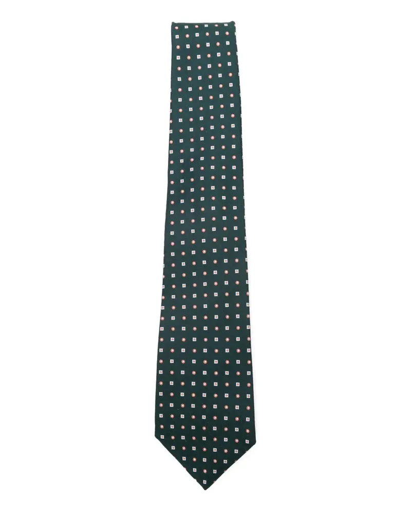 Kiton Geometrisch gemusterte Seidenkrawatte - Grün Grün
