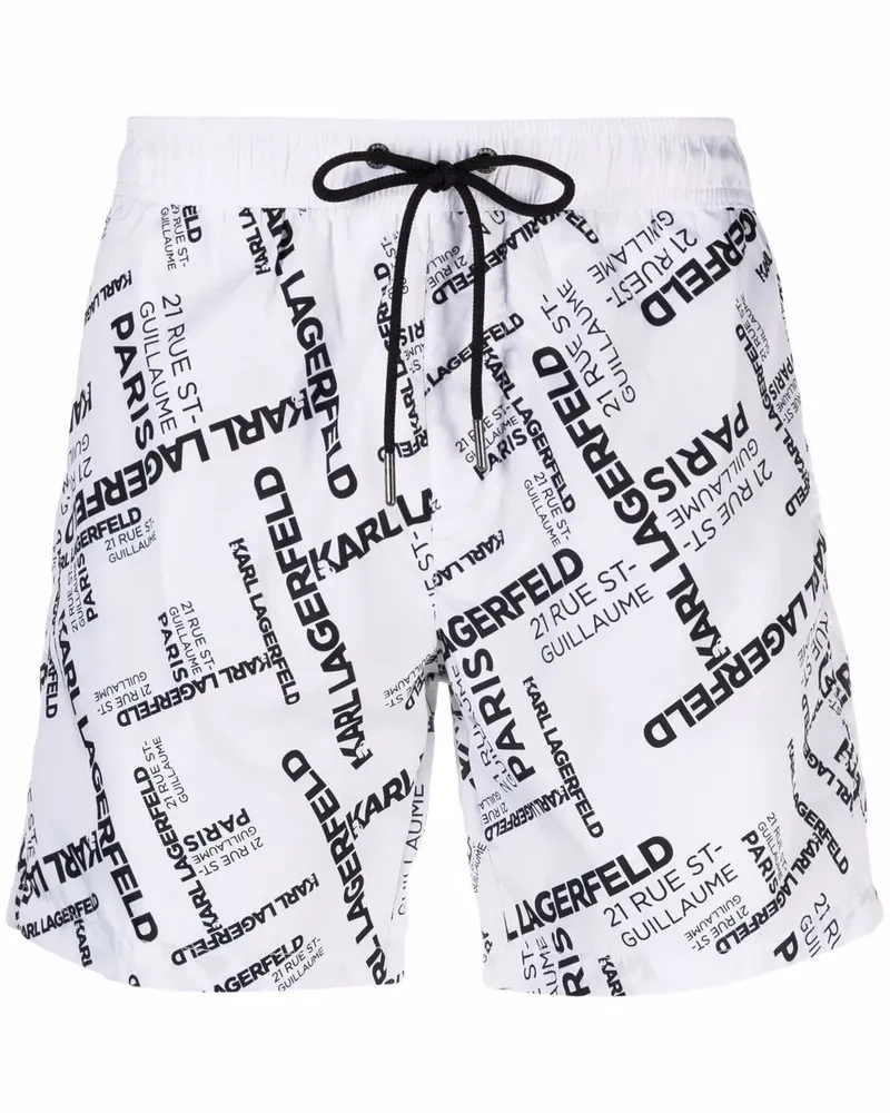 Karl Lagerfeld Badeshorts mit Logo-Print - Weiß Weiß