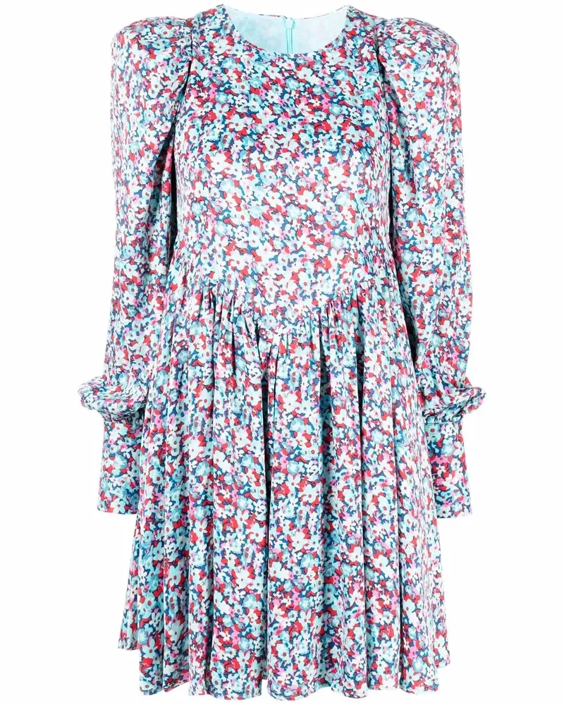 ROTATE Birger Christensen Midikleid mit Blumen-Print - Blau Blau