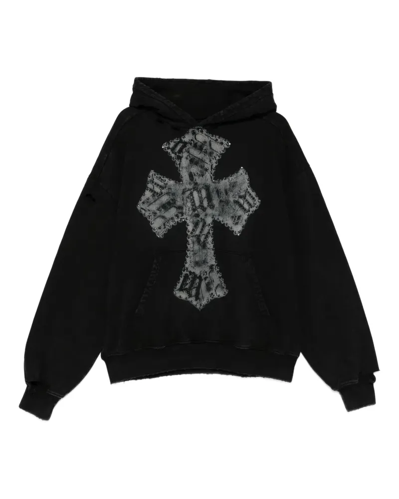 MISBHV Hoodie mit Kreuzapplikation - Schwarz Schwarz