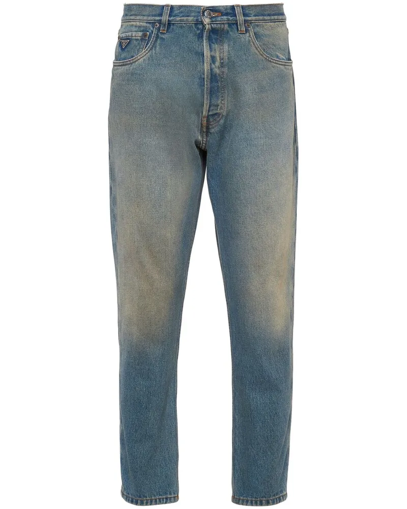 Prada Gerade Jeans im Distressed-Look Blau