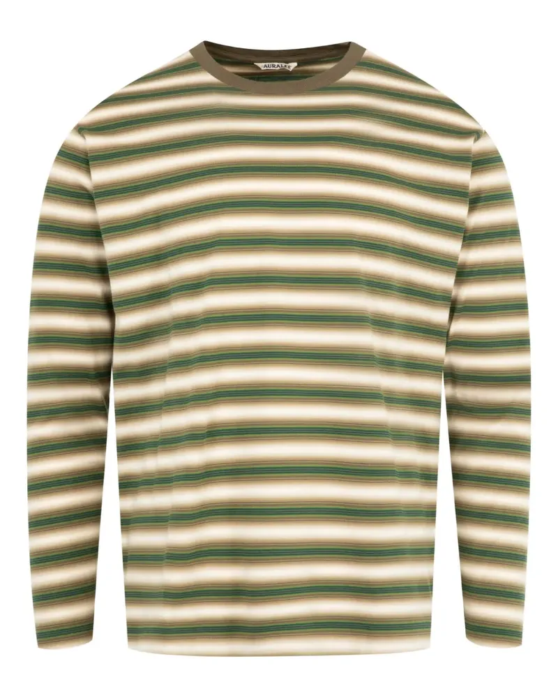 AURALEE Gestreiftes Langarmshirt - Grün Grün