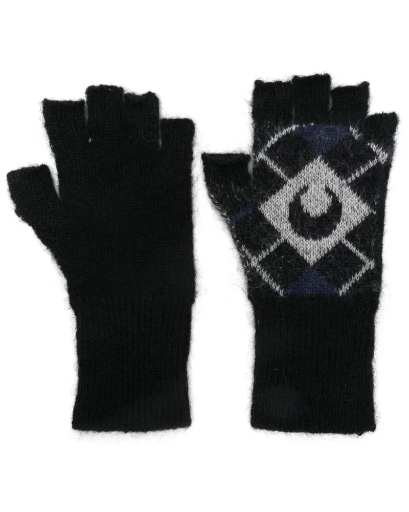 Marine Serre Gestrickte Moon Argyle Handschuhe - Schwarz Schwarz
