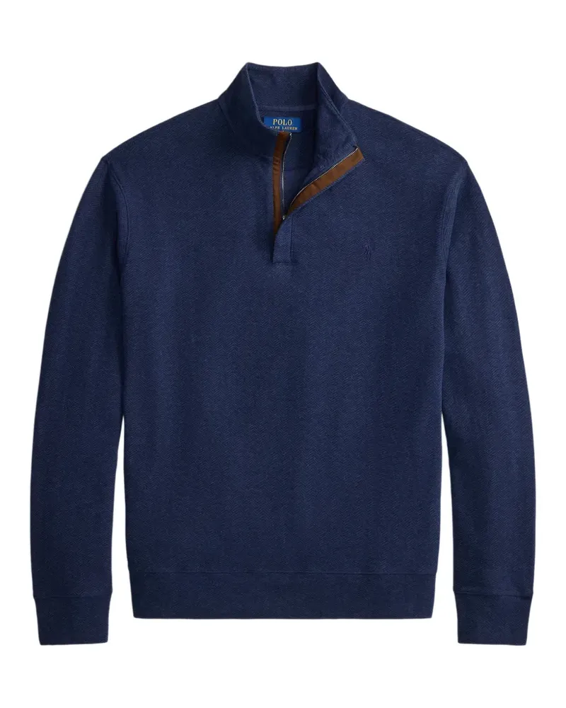 Ralph Lauren Viertelreißverschluss-Pullover mit Fischgrätenmuster - Blau Blau