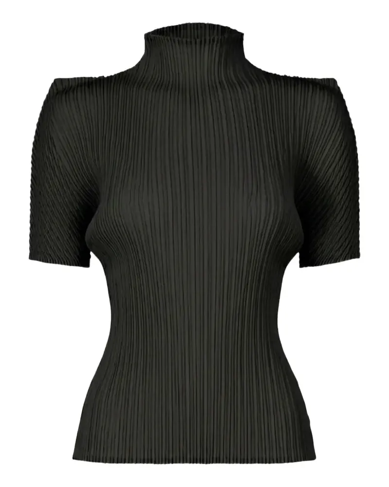 Issey Miyake pleated high-neck top - Schwarz Schwarz