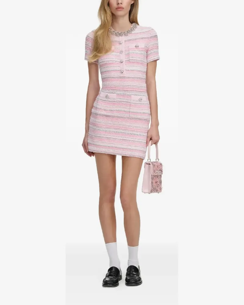 Self-Portrait striped crystal-embellished mini dress - Rosa Rosa