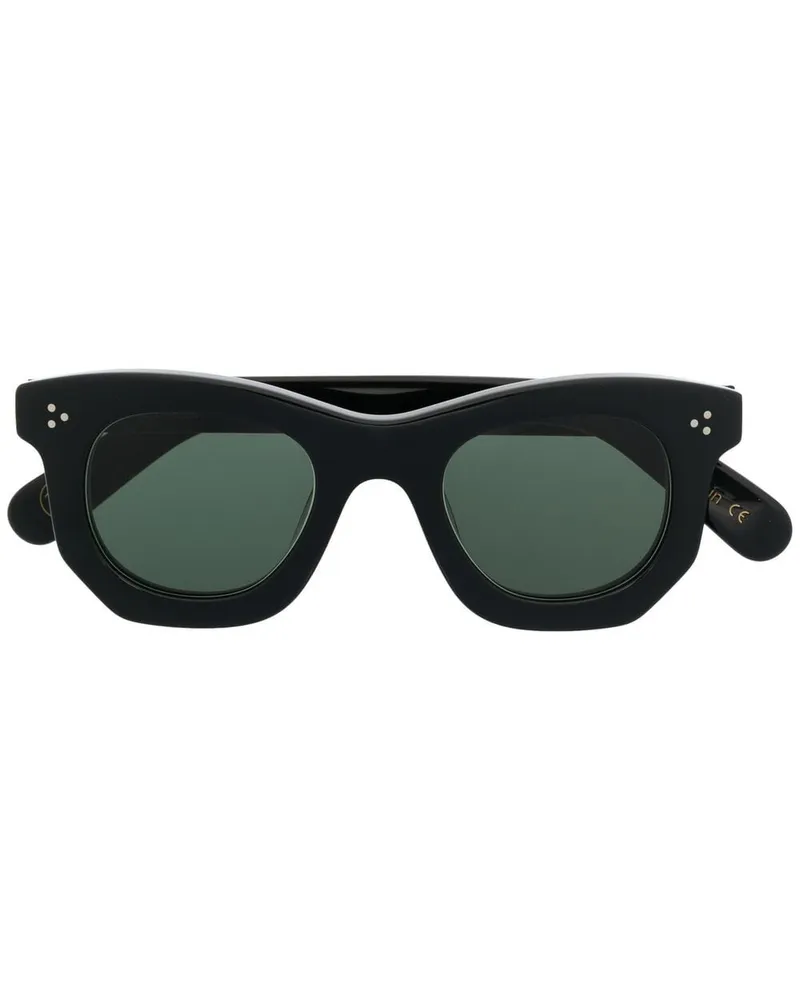 Lesca Sonnenbrille mit geometrischem Gestell - Schwarz Schwarz