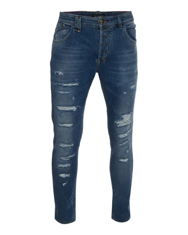 Philipp Plein Gerade Jeans in Distressed-Optik - Blau Blau