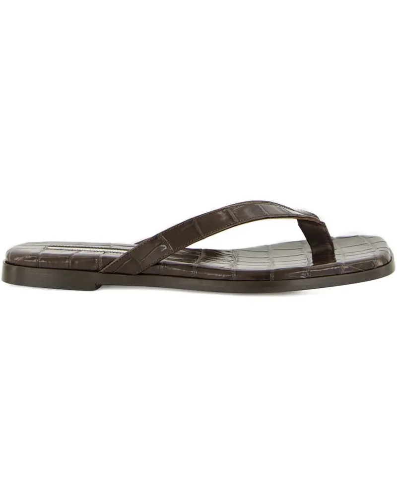 Emme Parsons Flache Sandalen mit Kroko-Prägung - Braun Braun