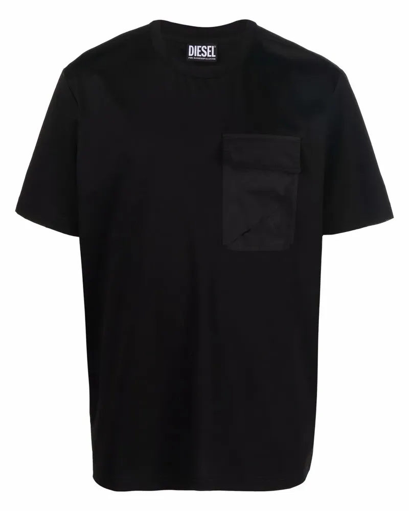Diesel T-Shirt mit Brusttasche - Schwarz Schwarz